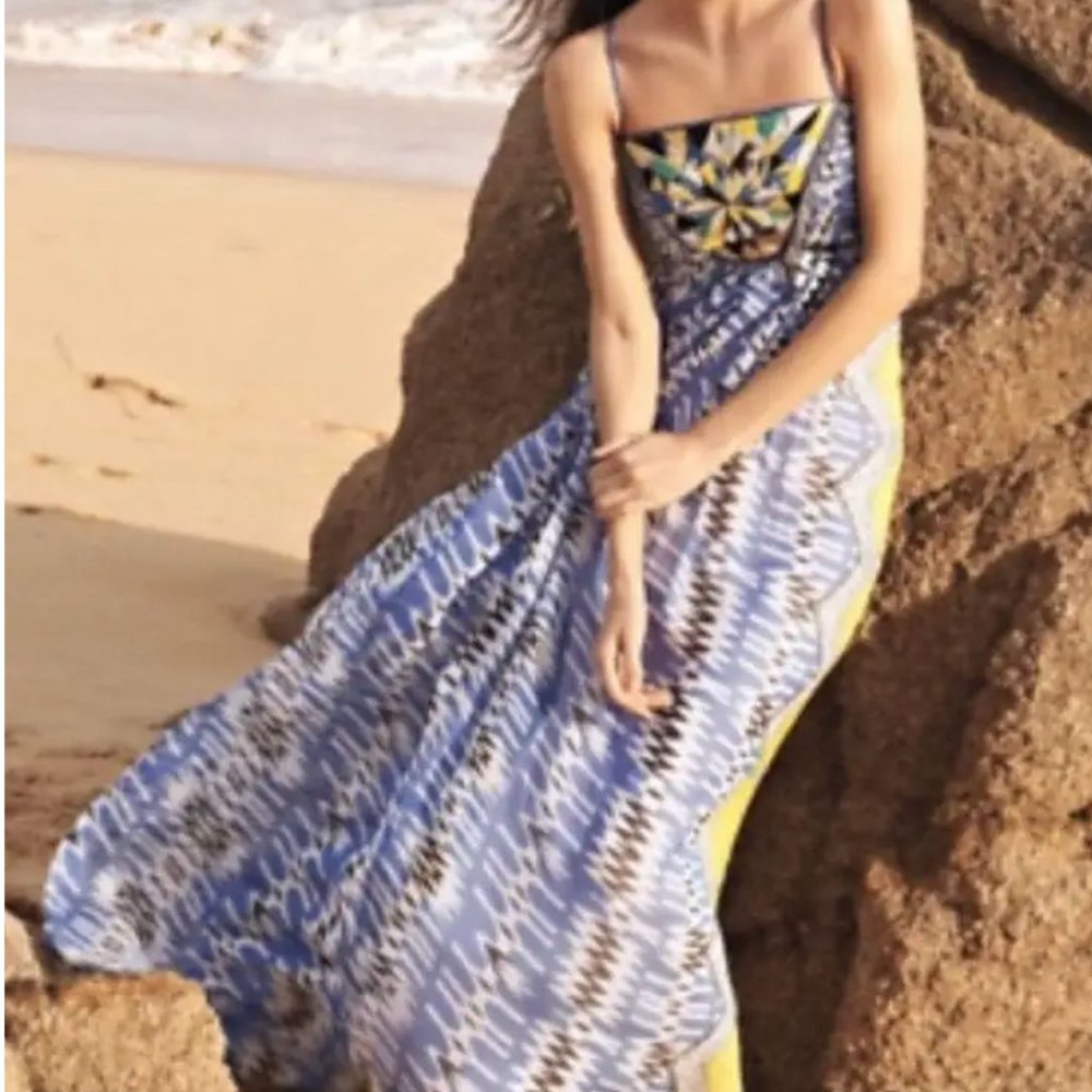 Anthropologie Ranna Gill Bohemian Beaded Maxi Dress Size XS